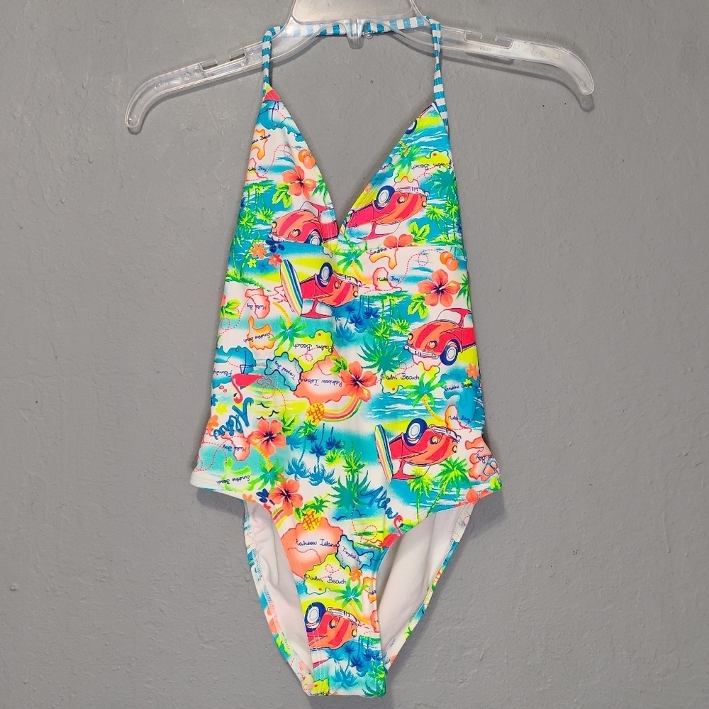 OP  One Piece Tropical Swim Suit Large (10-12)